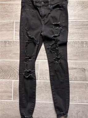 American Eagle Distressed Black Women's Skinny Jeans Size 8